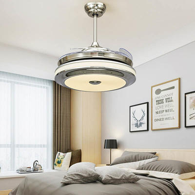 HJ060 Modern LED Ceiling Fan With 4 White ABS Plastic Retractable Blades