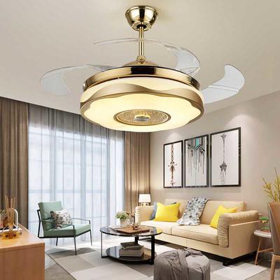 Modern Retractable Fan Light With 4 French Gold ABS Plastic Fan Blades HJ9108