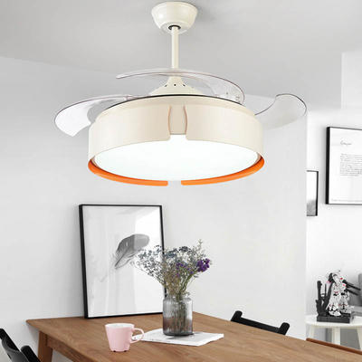 Modern Retractable Fan light With 4 White ABS Plastic Fan Blades HJ3294