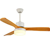 Nordic Ceiling Fan With LED Light And 3 White Wooden Fan Blades HJ042